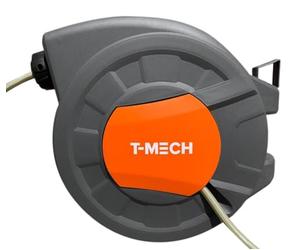 T-Mech - Avvolgitubo da Giardino Automatico Annaffiatoio Girevole Autoavvolgente e Pistola Spruzzo Staffa a Muro Girevole con Alimentazione da 2m e Tubo da 20m