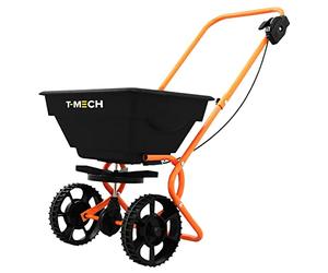 T-Mech - Carrello Spargitore da Giardino Spargisale Seminatore Manuale Spargi Semi per Prato Raggio 3m Spandiconcime Spargiconcime 25KG di Portata