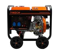 T-Mech Generatore Portatile 6CV Monofase 5in1 Display Digitale 12.5Lt Diesel 2KW Fino a 35 ore di autonomia con metà Pieno 4 ruote facile da trasportare ottimo per Garage Officina Cantiere Campeggio
