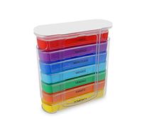 T-Pill Tower Portapillole Settimanale, 4 linee di pianificazione giornaliera, ITALIANO (+ 4 lingue) (Multicolore)