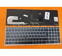 T-ProTek Tastiera tedesca Black Silver Frame Trackpoint Illuminazione compatibile per HP EliteBook 850 G5 (3JX59EA)