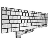 T-ProTek Tedesca - Tastiera argento con illuminazione compatibile per Asus ZenBook 15 UX533FN