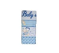 T&R BABY Coppia Lettino Flanella Stampato smerlata Compose' 3 Pezzi 0659 Celeste -
