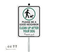 T&R Cartello grande "Please Be A Good Neighbor Clean Up After Your Dog", con paletto da 91,4 cm per esterni, 35,6 x 25,4 cm, in alluminio pesante antiruggine, riflettente, impermeabile, resistente