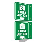 T&R Kit di primo soccorso, kit di primo soccorso con freccia verso il basso, confezione da 2, 15,2 x 15,2 cm, acrilico, 2 fori preforati, include viti abbinate, uso per ufficio/lavoro