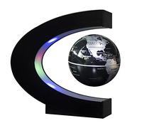T&R Senders Floating Globe con luci LED C Forma Magnetico Levitazione fluttuante Globo Mappa del Mondo per Decorazione scrivania Black