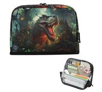 T Rex - Astuccio con cerniera, motivo: dinosauro della giungla, grande, per ragazze, grande capacità, per università, liceo, ufficio