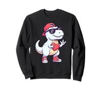 T-Rex Bianco Freddo Che Tiene Il Segno Grafico della Mano di Felpa