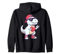 T-Rex Bianco Freddo Che Tiene Il Segno Grafico della Mano di Felpa con Cappuccio