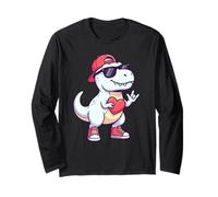 T-Rex Bianco Freddo Che Tiene Il Segno Grafico della Mano di Maglia a Manica