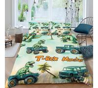 T-Rex cartoonSet Di Copripiumino 3 Pezzi stampa 3D con cerniera dinosaur adventure style copripiumino con federa soffice ultra morbido e traspirante for bambini adulti ragazzi Double（200x200cm）