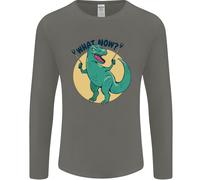 T-Rex Che Cosa Ora Divertente Dinosauro Uomo Manica Lunga T-Shirt