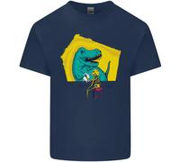 T-Rex Che Fa Wrestling A Uno Scheletro Di Dinosauro T-Shirt Per Bambini