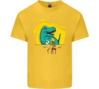 T-Rex Che Fa Wrestling A Uno Scheletro Di Dinosauro T-Shirt Per Bambini