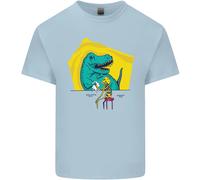 T-Rex Che Fa Wrestling A Uno Scheletro Di Dinosauro T-Shirt Per Bambini