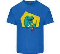 T-Rex Che Fa Wrestling A Uno Scheletro Di Dinosauro T-Shirt Per Bambini