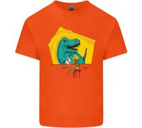 T-Rex Che Fa Wrestling A Uno Scheletro Di Dinosauro T-Shirt Per Bambini