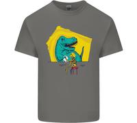 T-Rex Che Fa Wrestling A Uno Scheletro Di Dinosauro T-Shirt Per Bambini