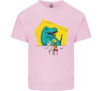 T-Rex Che Fa Wrestling A Uno Scheletro Di Dinosauro T-Shirt Per Bambini