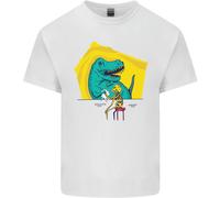 T-Rex Che Fa Wrestling A Uno Scheletro Di Dinosauro T-Shirt Per Bambini