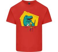 T-Rex Che Fa Wrestling A Uno Scheletro Di Dinosauro T-Shirt Per Bambini