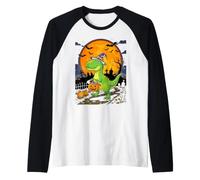 T-Rex di Halloween per Dolcetto o Scherzetto Maglia con Maniche Raglan