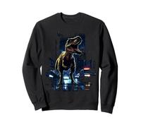 T-Rex Dinosaur Roaring City at Night Graphic Design Japanese Felpa