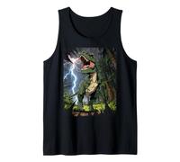 T-Rex Dinosaur Roaring Forest Night Graphic Anime Giapponese Canotta