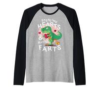 T-Rex Dinosaur Stealing Hearts And Blasting Farts Maglia con Maniche Raglan