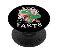 T-Rex Dinosaur Stealing Hearts and Blasting Farts PopSockets PopGrip Adesivo