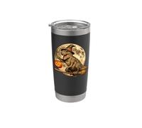 T-Rex Dinosauro Dino Witch Hat Jack O Lantern Moon Broomstick Bicchiere termico in acciaio inox doppia parete