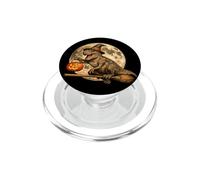 T-Rex Dinosauro Dino Witch Hat Jack O Lantern Moon Broomstick PopSockets PopGrip per MagSafe