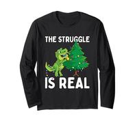 T-Rex, Dinosauro e Albero di Natale, The Struggle Is Real Maglia a Manica