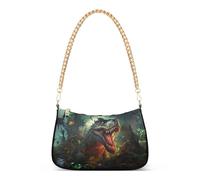 T Rex Dinosauro Jungle Verde Designer Borse Donna Stampa Borse Hobo Borsa Borsa Chiusura Cerniera Catena Cinghia