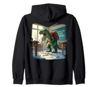 T-Rex Dinosauro Mangiare Compiti a casa - Grafica Divertente Divertente Scuola Felpa con Cappuccio