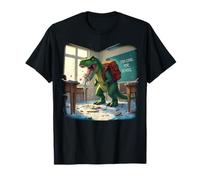 T-Rex Dinosauro Mangiare Compiti a casa - Grafica Divertente Divertente Scuola Maglietta