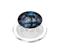 T-Rex Dinosauro ruggente di notte Città Grafica realistica PopSockets PopGrip per MagSafe