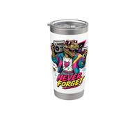 T-Rex, divertente cassetta artistica Never Forget Dinosaur Boom Box, anni '80 Bicchiere termico in acciaio inox doppia parete