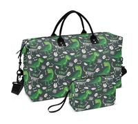 T Rex e Dino Bones Roar Borsa da viaggio per la notte, borsa da palestra con borsa da toilette per viaggi di lavoro, set da 2 pezzi