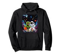 T-Rex Gioca a Basket con Un Astronauta nello Spazio Felpa con Cappuccio