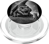 T-Rex giocoso e piccolo gattino, amanti dei gatti dinosauri PopSockets PopGrip per MagSafe