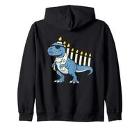 T-Rex Hanukkah Dinosauro Dino Menorah Ebrei Bambini Ebraico Felpa con Cappuccio