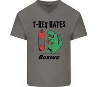 T- Rex Hates Boxe Divertente Boxer Mma Sport Uomo Scollo A V Cotone T-Shirt