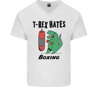 T- Rex Hates Boxe Divertente Boxer Mma Sport Uomo Scollo A V Cotone T-Shirt