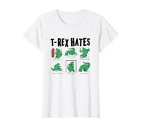 T-Rex Hates Boxing Push-ups Handstands Backstroke Pull-ups Maglietta con Stampa Grafica Economica, Donna, Bianco, S