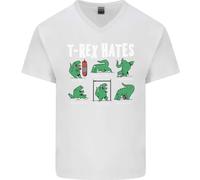 T-Rex Hates Divertente Dinosauri Jurassic Palestra Uomo Scollo A V Cotone Maglia