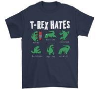 T- Rex Hates Divertente Dinosauri Jurassic Palestra Uomo T-Shirt 100% IN Cotone