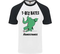 T- Rex Hates Handstands Divertente Dinosauri DA UOMO S/S Baseball T-Shirt