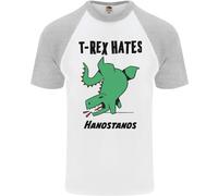T- Rex Hates Handstands Divertente Dinosauri DA UOMO S/S Baseball T-Shirt