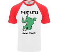 T- Rex Hates Handstands Divertente Dinosauri DA UOMO S/S Baseball T-Shirt
